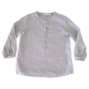 Nicole Miller Linen Peasant Blouse Size Small